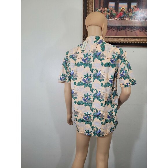 Caribbean Men's Shirt Size M Tropical Orange Button Up Short Sleeve NWT 37 - Picture 5 of 10